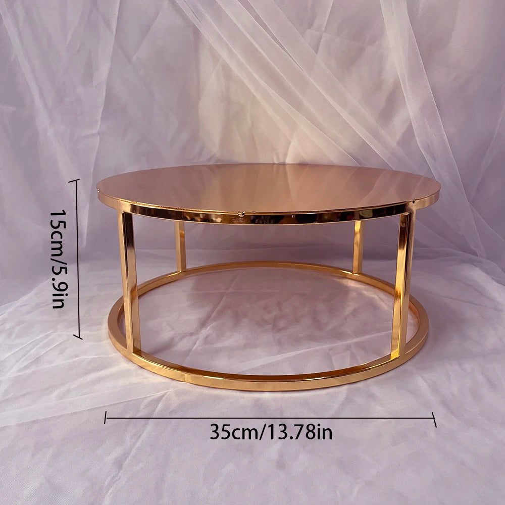 Gold Metal Cake Stand Set Round or Square Dessert Display Pedestal, 2pcs/3pcs or Single