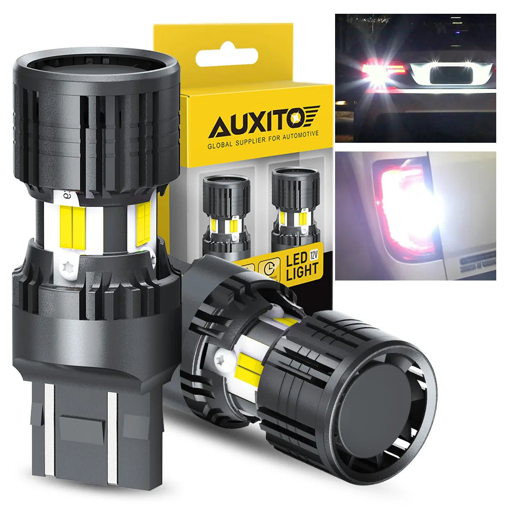 AUXITO 2Pcs Canbus T20 LED 7443 W21/5W LED Bulbs 7440 WY21W W21W LED Car Reverse Tail Lamp Turn Signal Lights No Error White 12V