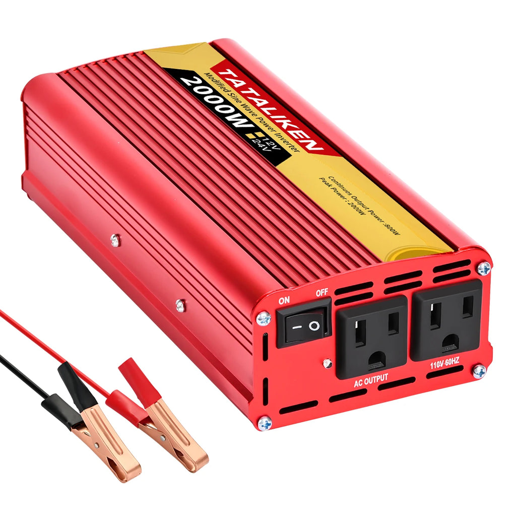 Car Power Inverter DC 12V/24V to AC 110V 60Hz 600W-2500W Vehicle Converter