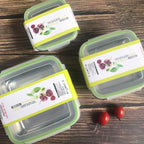 3 Pieces Stainless Steel Food Containers Food Storage Box Square Lunch Box 400/750/1200ml