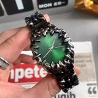 Men's Vintage Flame Design Alloy Watch Punk Quartz Wristwatch with Date for Men Unique Dragon Style Casual Waterproof Clock