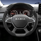 Suitable for Dacia Sports Suede Steering Wheel Cover, Split Snap-On Anti-Slip Style, for Models Such as Sandero Stepway, Duster, Jogger, Bigster, Spring, Electric, Cargo, Logan, Etc., in Black, Brown, Mocha, and Red Co