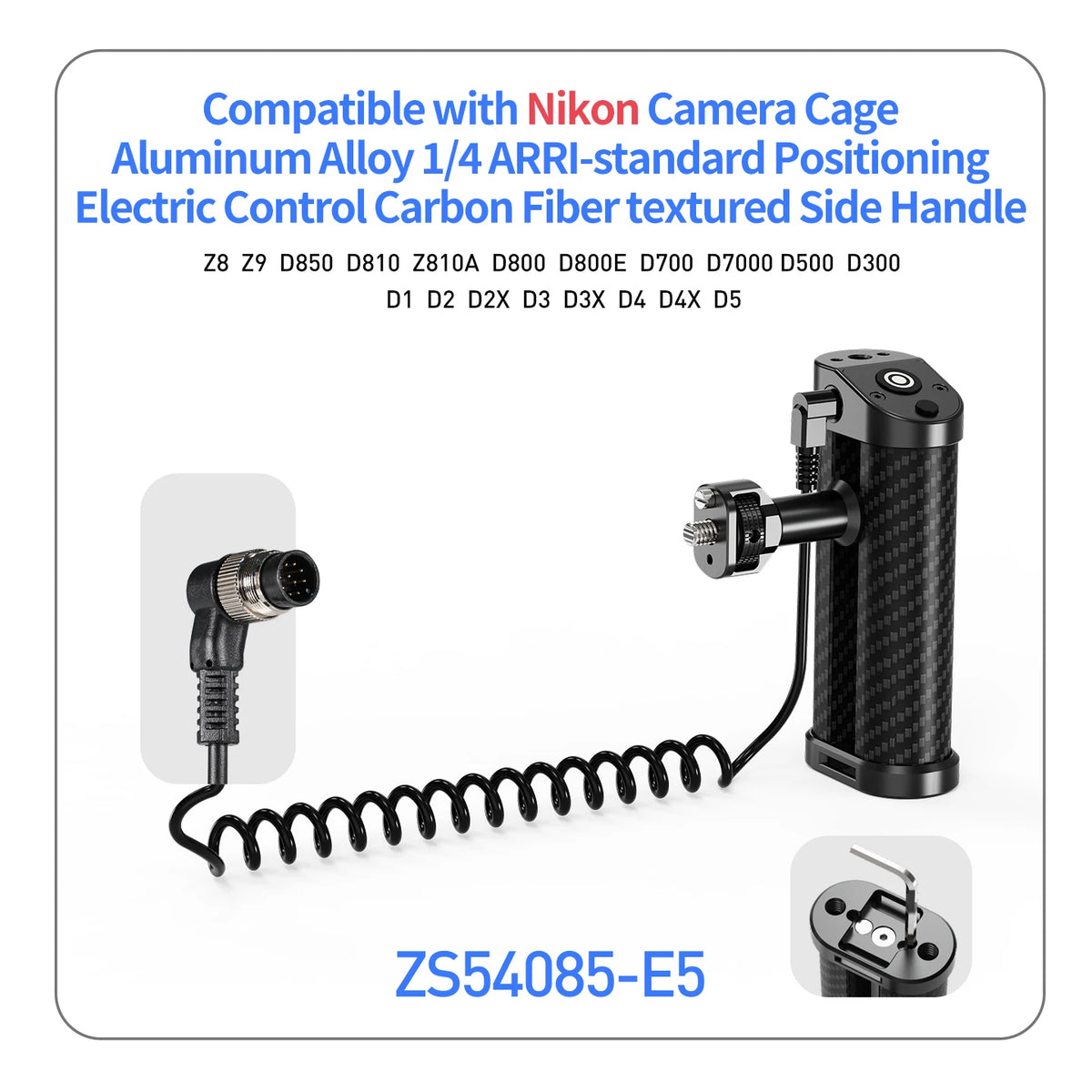 DSLR Camera Cage Side Handle Grip With Trigger Shutter Control Cable for Sony Canon Nikon Camera Carbon Fiber Top Hand Grip