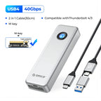 ORICO 20Gbps NVME Enclosure Case 8TB with Cooling Fan USB 3.2 Gen 2 x 2 PCIE NVME Adapter Tool Free RGB for PCIe M Key