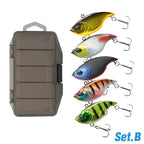 TSURINOYA 50S Vibration Fishing Lure Suit 5pcs 50mm 12.5g TEMPTER Winter Fishing VIB Hard Bait With Lure Box Lipless Tackle Kit
