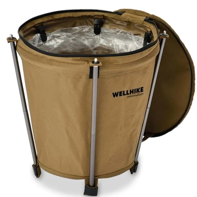 Outdoor Camping Trash Can Lightweight Collapsible Oxford Cloth Storage Round Bin Self-drive Barbecue Portable Car Trash Bin
