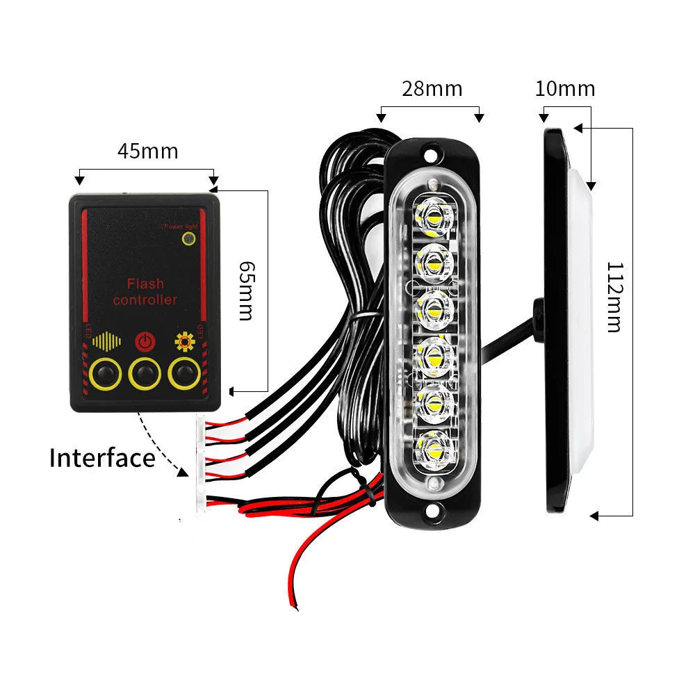 Car Front Grille Lighting 12V 24V Police LED Emergency Strobe Warning Lights Fireman Flash Beacon Yellow White Signal Lamp
