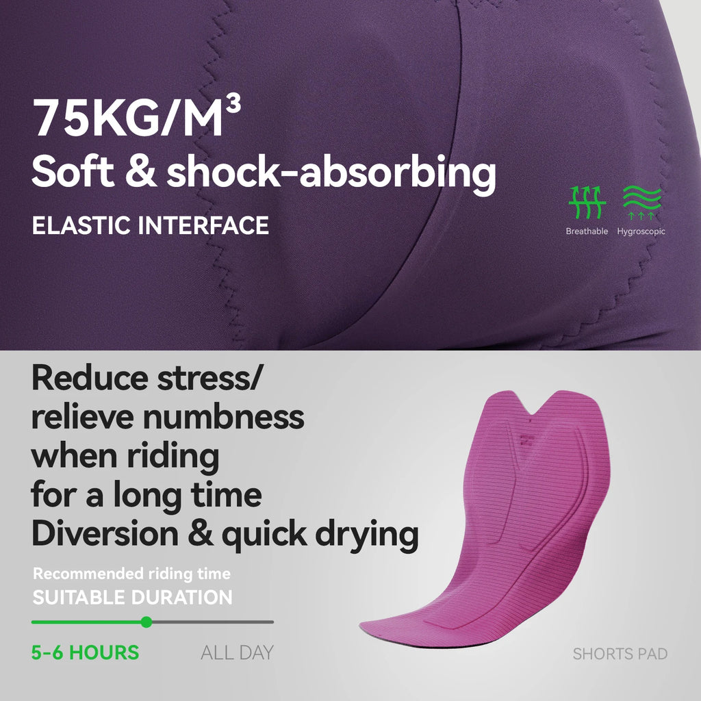 ROCKBROS TVI Summer Cycling Shorts Lightweight Breathable High Elastic Soft Sponge Cushion Pad Shorts Women Sport Cycling Shorts