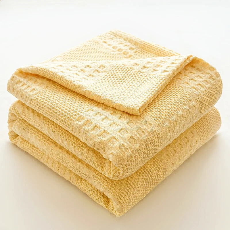 Battilo Cotton Throw Blanket Soft Breathable Waffle Blanket for Twin Queen King Bed Decorative Plaid Sofa Blankets Summer Throws