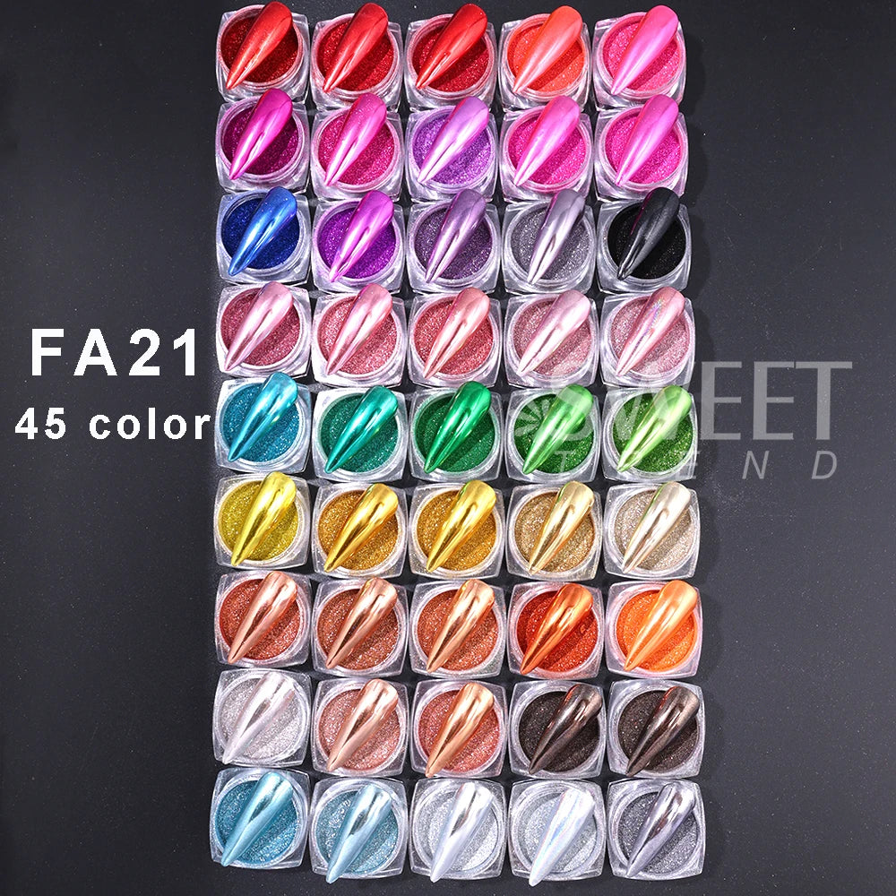 24/26/45 Colors Chrome Nail Powders Gold Silver Metallic Mirror Effect  Holographic Nail Glitter Material for Manicure Supplies