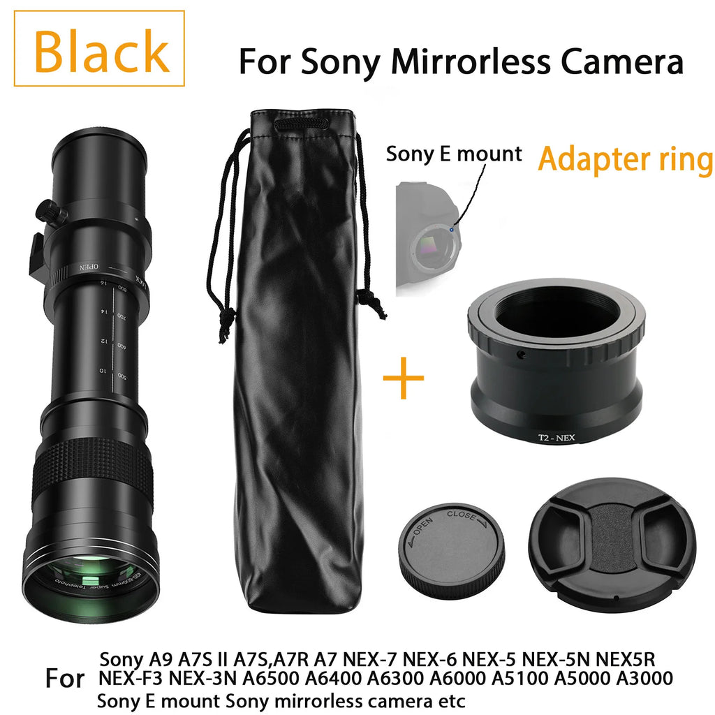 Lightdow 420-800mm f/8.3-f16 Manual Telephoto Zoom Lens for Canon EOS R1 80D T3 T4 T5i T6 Nikon Sony Olympus Pentax DSLR Cameras