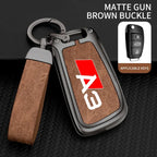Zinc Alloy Leather Car Remote Control Key Case Cover Holder Shell For Audi A3 8P 8V 8L S3 RS3 Custom LOGO Protected Keychain Bag