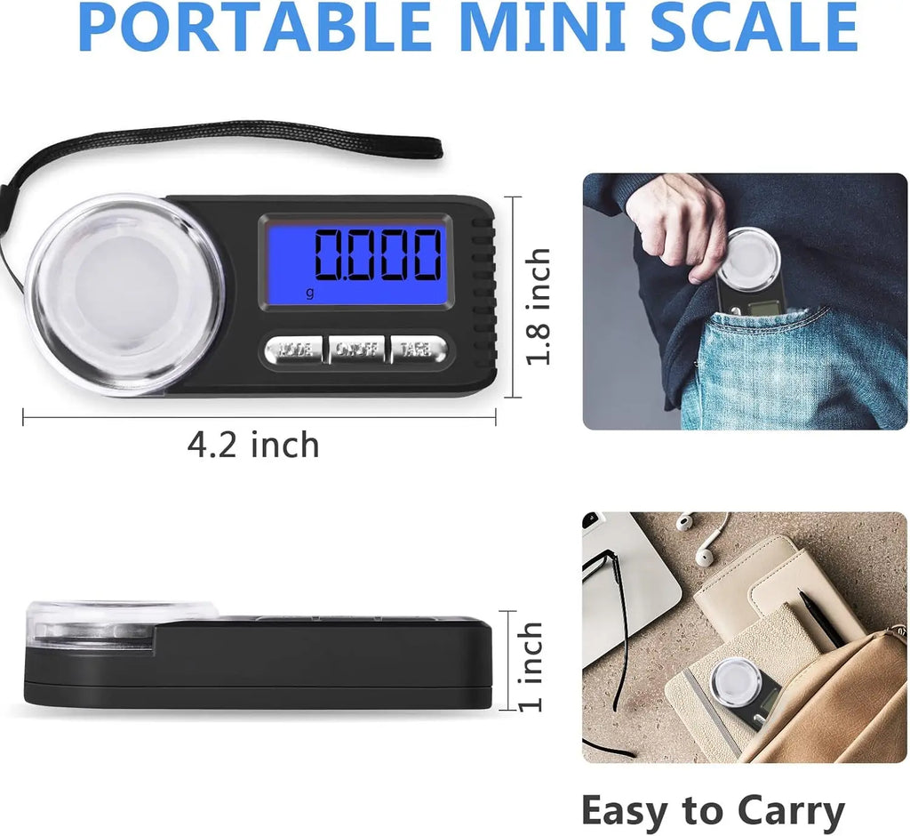 Digital Milligram Scale 50g/0.001g, Mg Scale for Powder Medicine with Portable Case, Microgram Scale 20g Calibration Weight