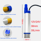 Electric Car Pump 38mm Portable Mini For Pumping Diesel Oil Water Transfer Pump Camping Fishing Submersible Pump 35L/min 12V 24V