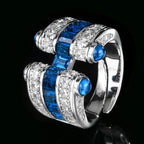 New Retro 3*4MM Ruby Emerald Sapphire Rings Lab Diamond Gemstone Cocktail Party Fine Jewelry Female Anniversary Personality Gift