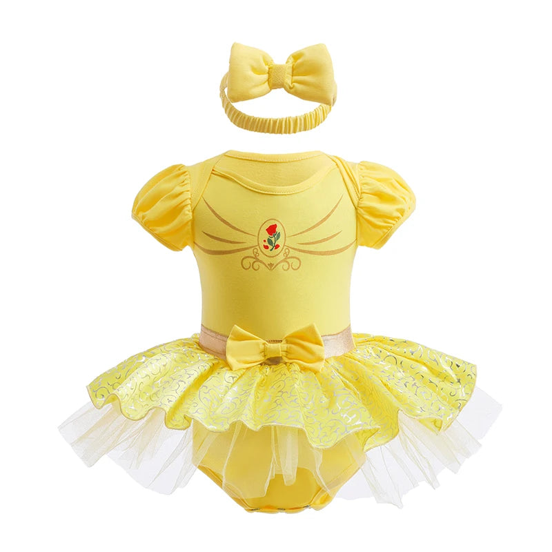 Infant Baby Girl Jumpsuit Dress Little Girl Princess Romper Dress With Headbands Kids Clothes Size 70-80-90-100