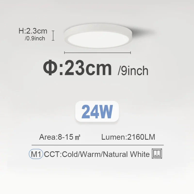 Ultra-Thin LED Ceiling Lamp Chandelier 23/30cm with Remote Control for Home Decor Lighting in Living Room Bedroom Kitchen
