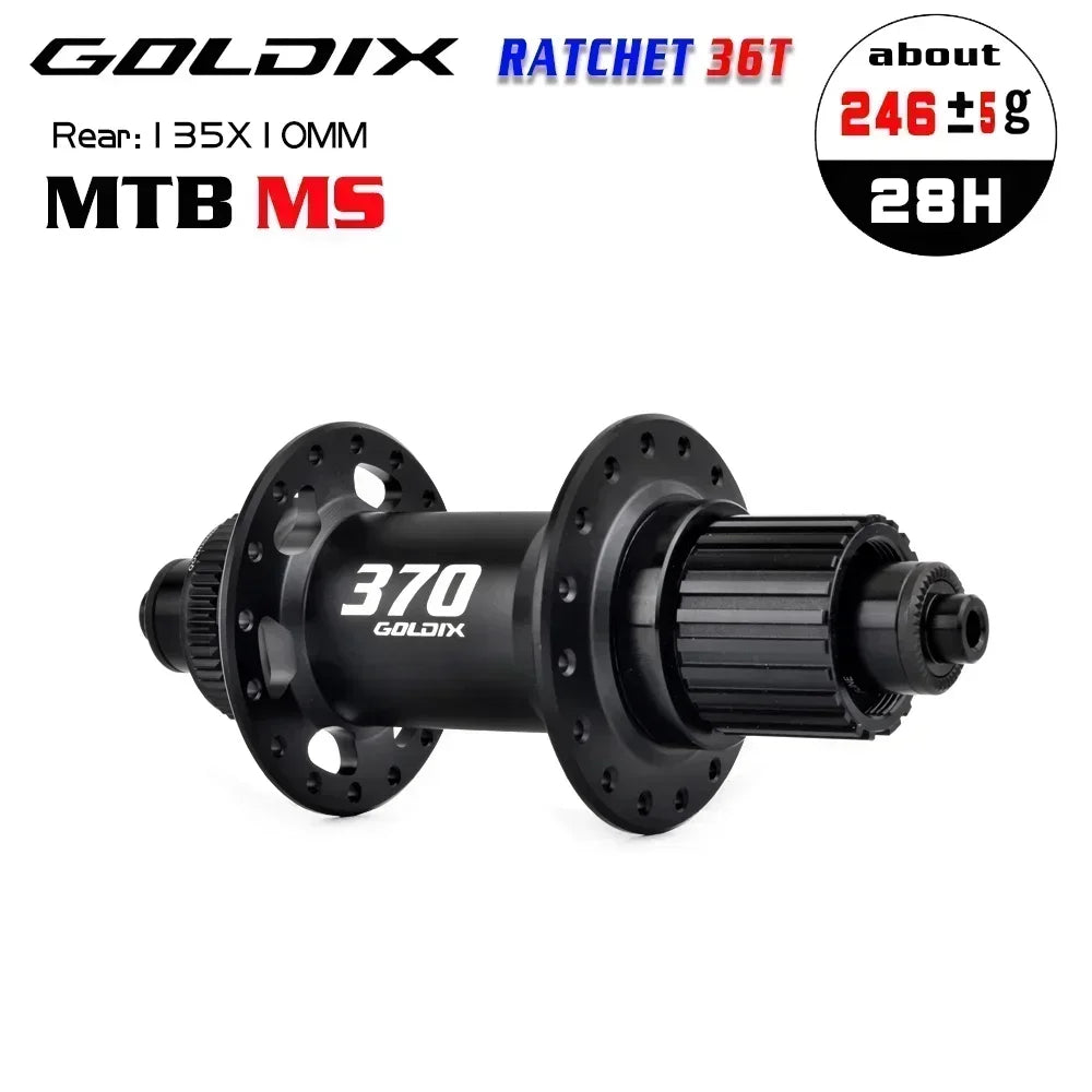 GOLDIX M370 36T Ratchet Bicycle Hubs 28 Hole J-Bend Spoke Center Lock Disc Brake Mountain Bike Hub HG/XD/MS 4pcs Seal Bearing