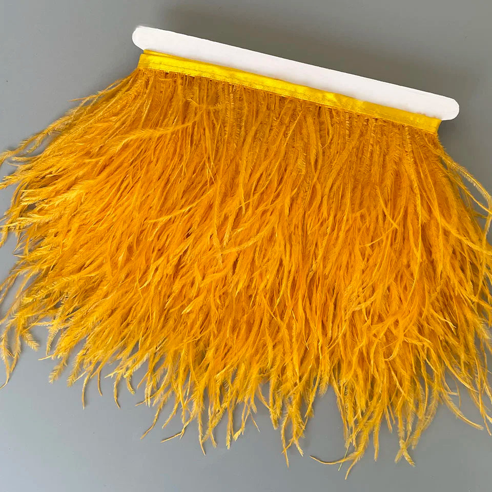 Ostrich Feathers Trim 13-18CM 5-7inch Feather Plumes Ribbon Selvage For DIY Wedding Dress Decoration Crafts Accessories