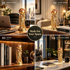 1 Piece of Light Luxury Art Ornament Featuring Three People Holding a Ball, with a Golden Texture and Engraved Text: the World Is Yours, a Great Item for Creating an Inspirational Atmosphere on the Living Room Table