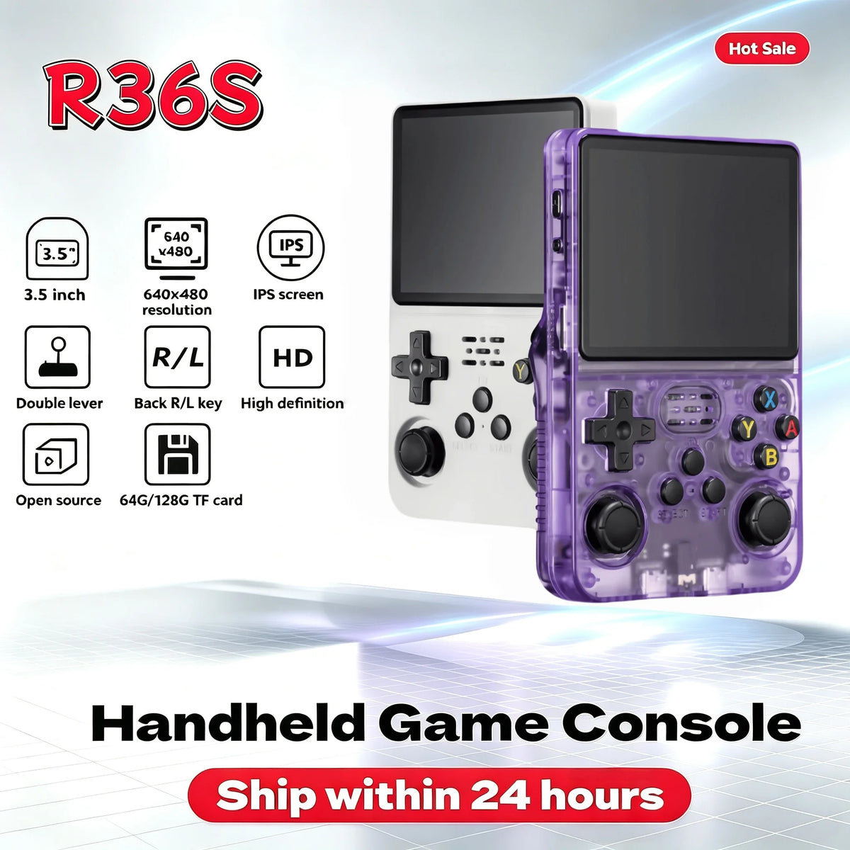 Retro R36S Handheld Video Game Console 3.5 Inch IPS Screen 128GB Preloaded Games Portable Pocket Player Linux System