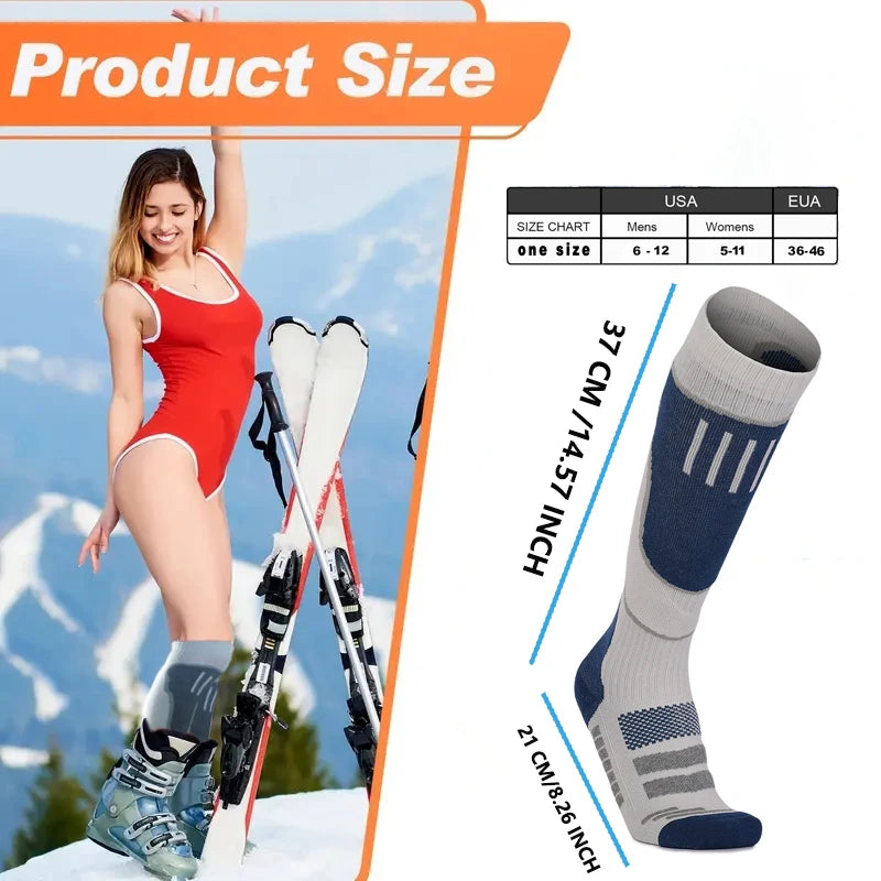 YANBIGUO 2 Pairs Wool Ski Socks,Thermal Knee-high Cold Weather Warm Socks for Snowboarding,Snow,Winter,Hunting