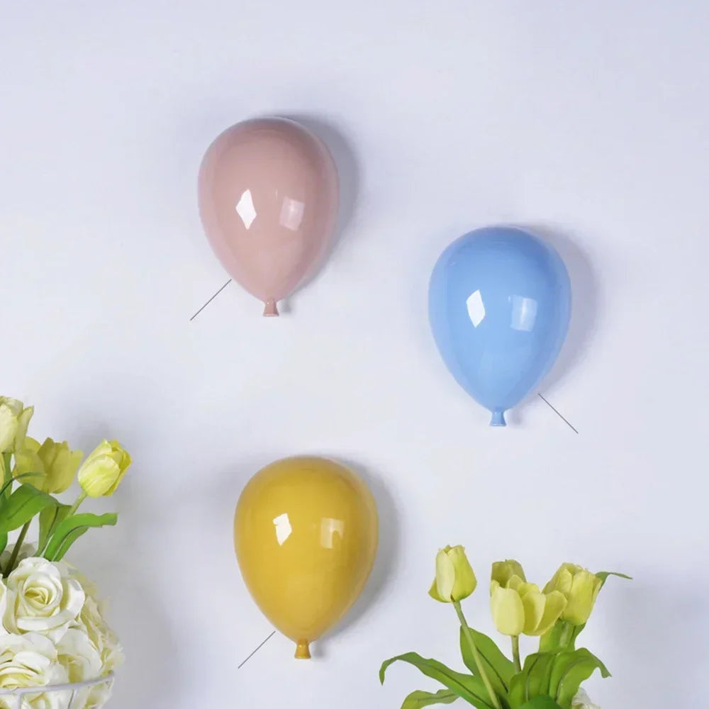 Wall-Mounted Ceramic Balloon - Hanging Sculpture for Children's Room, Simple Home Decor & Creative Gift Decoration!