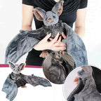 Vivid Stuffed Bat Doll Plush Throw Pillow with Realistic Foldable Wing Seat Cushion Halloween Xmas Ornament Bat Dolls Decor