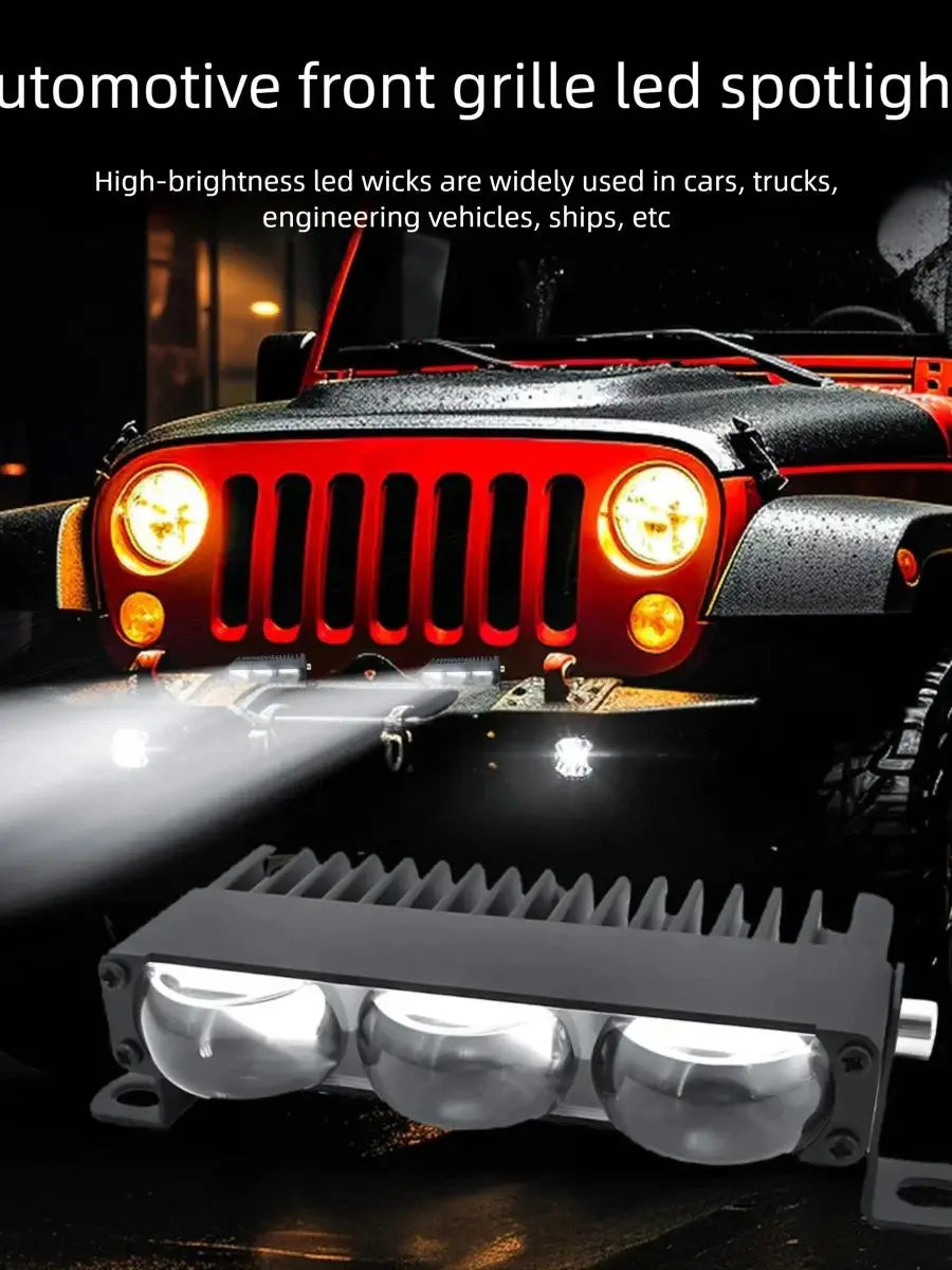 2PCS Mini LED Headlights Bumper Fog Lights Grille Work Lights Driving Assist Lights for Car Motorcycle White and Yellow 9V-36V
