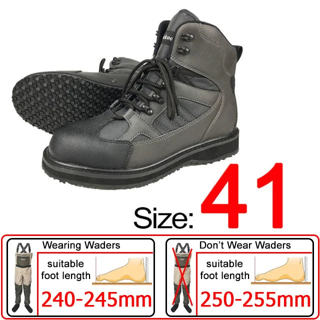 Fishing Shoes, Outdoor Fly Fishing Boots, Felt or Rubber Sole Sea River Reef Rock Fishing Boots, Hunting Fishing Waders Boots