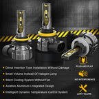 BMTxms 2PCS 12000LM H27 881 H11 H8 HB4 HB3 H10 LED Fog Lights Canbus 880 9006 9005 H16JP LED CSP DRL Car Moto Bulbs White Yellow