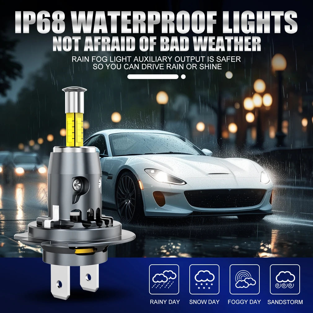 30000LM H7 LED Car Headlight Bulb Canbus Led Light for Wireless With Fan CSP 4 sides Auto Mini H7 Bulbs Fog Lights 6500K 12V