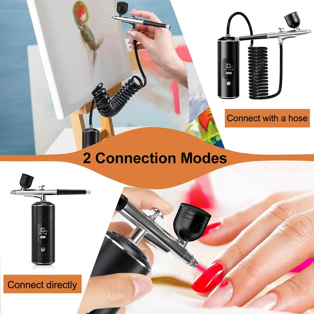 Airbrush with Compressor Handheld Spray Gun for Painting Crafts Mini Spray Gun USB Rechargeable Airbrush Portable Sprayer Gun