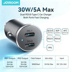 Joyroom 30W Mini Car Charger PD QC3.0 USB Type-C Fast Charging Car Charger Dual Ports Phone Charger For iPhone Samsung Galaxy