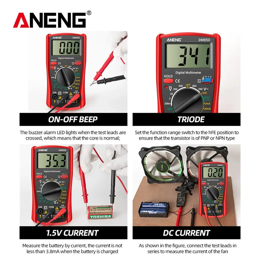 ANENG DM850 Digital Multimeter AC/DC Professional 1999 Votage Tester Ohm Automatic Counts Auto Current Ammeter Detector Tool