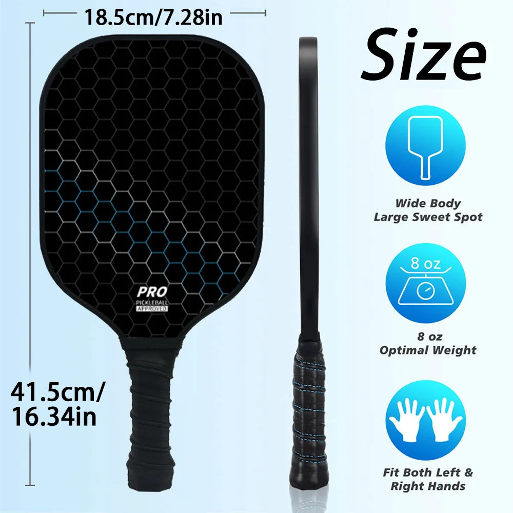 Poplar Wood Pickleball Paddle Set with 4 Balls & Carry Bag, Comfort Grip, Black/Blue