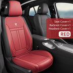 Nappa leather car seat cover set, front or rear, 5-seater, anti-slip full wrap, beige/black/brown/red
