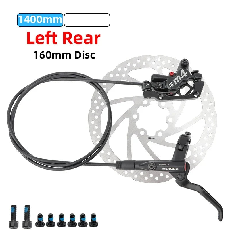 MEROCA M4 4-piston Hydraulic Bicycle Brakes Front Rear Kit 4 Piston Disc Brake Oil Brake MTB Compatible with 160mm Rotor