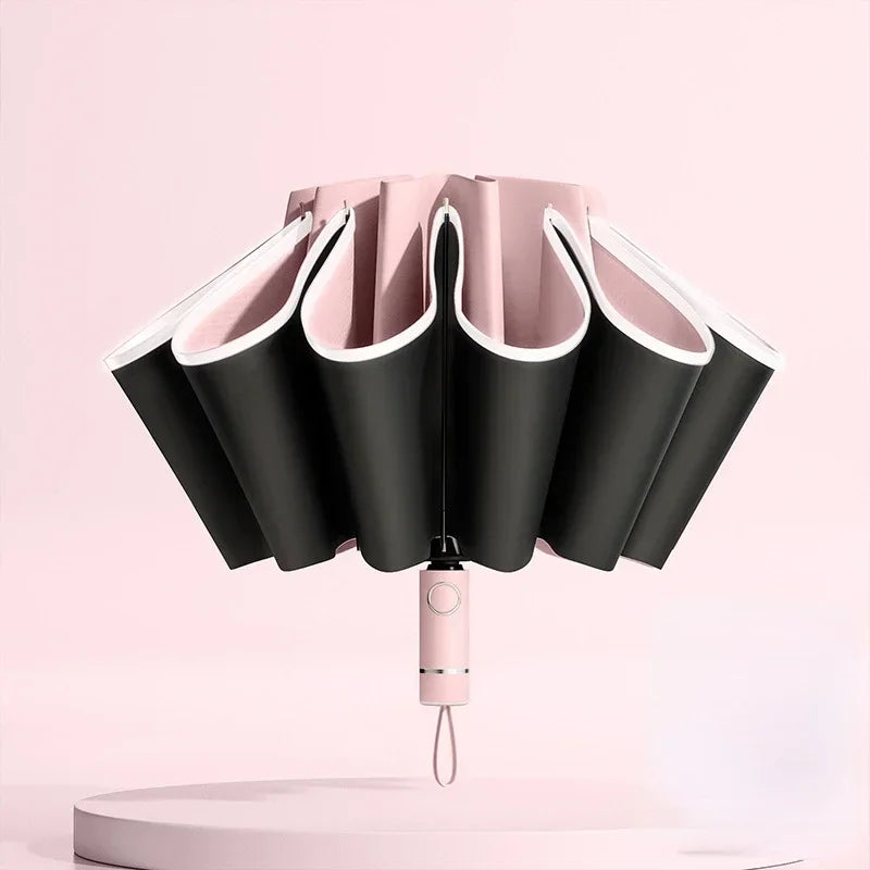 Men Women Umbrella  Fully Automatic Reverse Folding Umbrella with Windproof Reflective Stripe UV Umbrellas