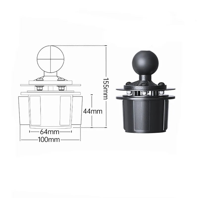 Universal cup holder mount with 1 inch/1.5 inch ball for Car Cell Phones Mount GPS Bracket for Double Socket Arm