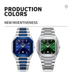 REWARD Men's Square Stainless Steel Quartz Business Watch, Royal Blue Dial with Date Calendar, 30m Waterproof Dress Wristwatch