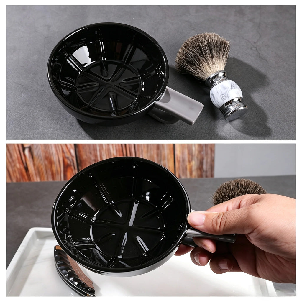 Shaving bowl Hand held foaming bowl with brush holder shaving bowl Wet shaving foam soap bowl shaving tool