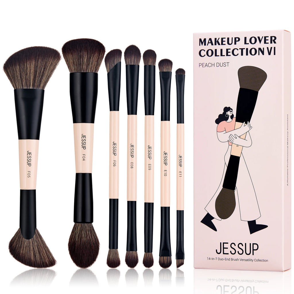 Jessup Makeup Brushes Set 4/6/7/10/14/15pcs Foundation MakeUp Brush,Face Eyeshadow Blending Highlighting Concealer,Luxury Purple