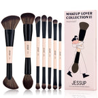 Jessup Makeup Brushes Set 4/6/7/10/14/15pcs Foundation MakeUp Brush,Face Eyeshadow Blending Highlighting Concealer,Luxury Purple