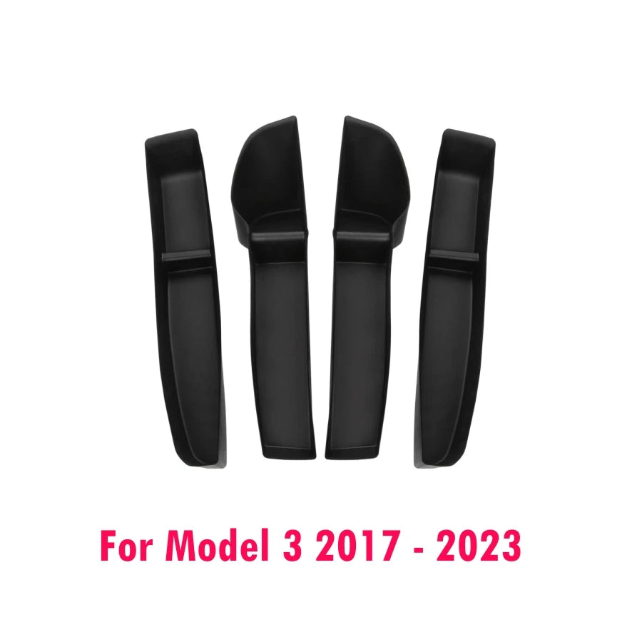 4PCS TPE Side Door Box Trays For Tesla Moldel Y Juniper Model 3 Highland Model Y/3 Door Storage Organizer Front Rear Door Trays