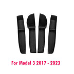 4PCS TPE Side Door Box Trays For Tesla Moldel Y Juniper Model 3 Highland Model Y/3 Door Storage Organizer Front Rear Door Trays