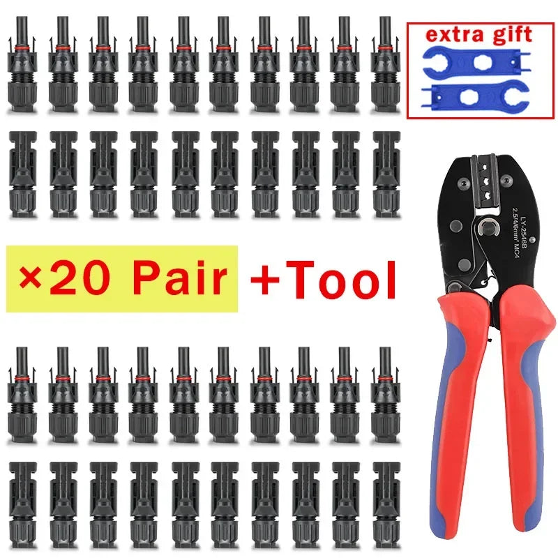 Solar panel PV connectors kit 1000V 30A for 2.5/4/6mm² PV/MC cables, multi-pack