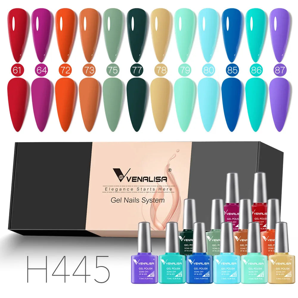 6/12pcs/Set Venalisa Gel Nail Polish VIP Kit Charming Neon Color Gel Pink Natural Color Series Rubber Gel Great Coverage Lacquer