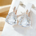 Wbmqda 22*17mm Shiny White Big Stone Drop Earrings For Women 585 Rose Gold Color Luxury Wedding Jewelry Accessories