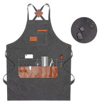 Waterproof Canvas Multi Pocket Barber Apron Men's and Women's Painting Work Clothes Anti Fouling Apron for Coffee